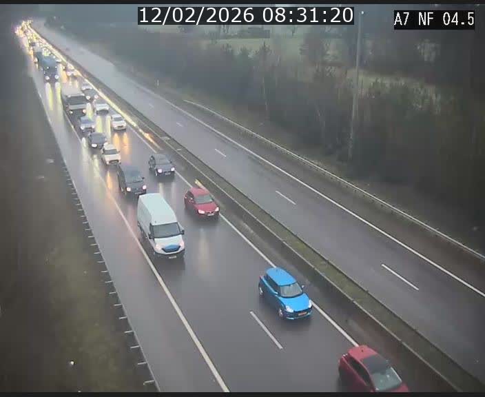 Caméra autoroute Luxembourg A7 - Passage à gibier Rëngelbour - direction Tunnel Grouft