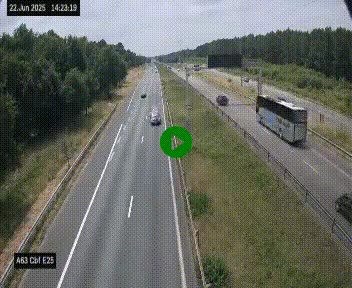 Webcam autoroute A63 en périphérie de Bordeaux au sud-est de la ville, en provenance du bassin d'Arcachon. Vue orientée vers Bordeaux