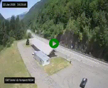 Webcam à l'entrée du tunnel du Somport, côté français, sur la N134, dans les Pyrénées, en direction de l'Espagne, à 1116 mètres d'altitude