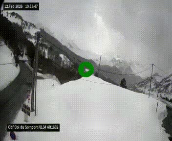 Webcam au col du Somport, côté français, sur la N134, dans les Pyrénées, en direction de l'Espagne, à 1632 mètres d'altitude