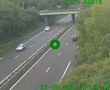Caméra routière sur l'autoroute A20 au nord de Limoges, à la jonction avec la N520. Vue orientée vers Paris