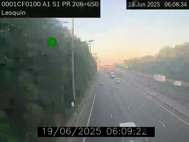 Webcam autoroute A1 à hauteur de Lesquin. Vue orientée vers Lille
