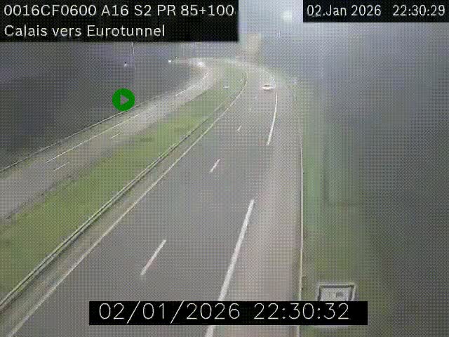 Webcam A16 à Calais en direction du Tunnel sous la Manche (Eurotunnel)