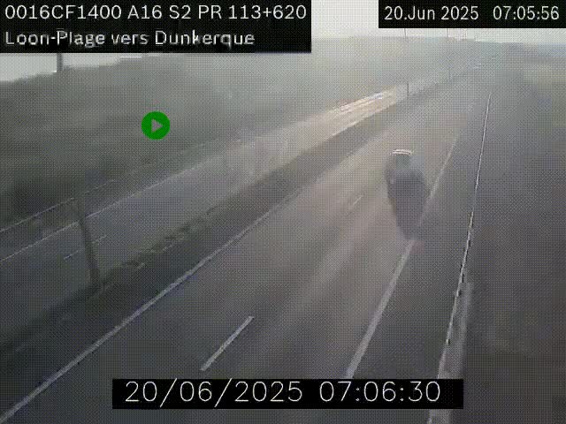 Webcam autoroute A16 à hauteur de Loon-Plage. Vue orientée vers Dunkerque et la Belgique.