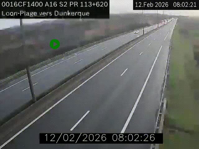 Webcam autoroute A16 à hauteur de Loon-Plage. Vue orientée vers Dunkerque et la Belgique.