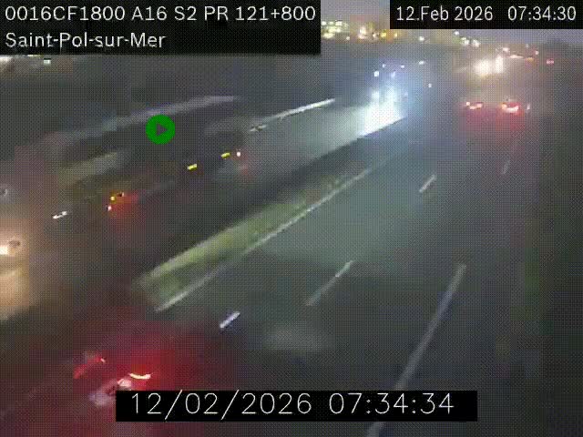 Webcam autoroute A16 à proximité de Dunkerque, à hauteur de la sortie Saint-Pol-sur-Mer. Vue orientée vers Calais