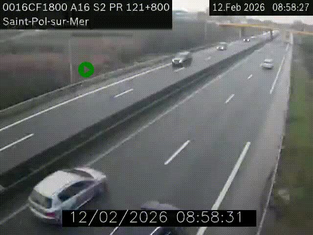 Webcam autoroute A16 à proximité de Dunkerque, à hauteur de la sortie Saint-Pol-sur-Mer. Vue orientée vers Calais