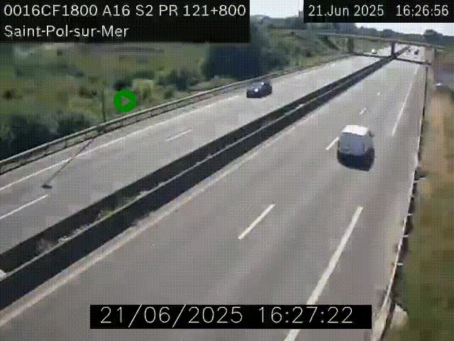 Webcam autoroute A16 à proximité de Dunkerque, à hauteur de la sortie Saint-Pol-sur-Mer. Vue orientée vers Calais