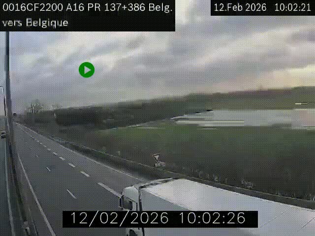 Webcam à la frontière franco-belge au niveau de Bray-Dunes/De-Panne sur l'autoroute A16. Vue orientée vers la Belgique