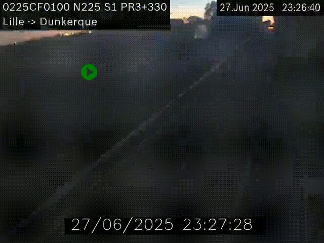 Webcam autoroute A25 (N225) à hauteur de Bergues (Bierne). Vue orientée vers Dunkerque.