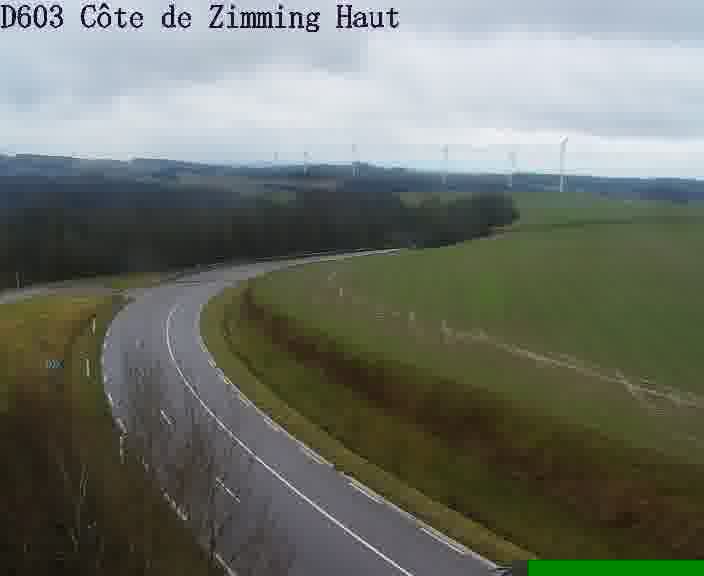 Webcam sur la D603 située en haut de la Côte de Zimming. Vue orientée vers Saint-Avold.