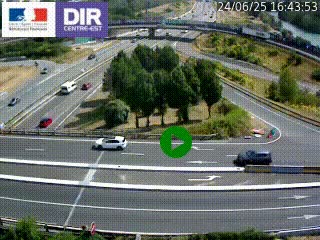Webcam traffic à Grenoble-sud sur l'autoroute A480. Vue orientée vers l'entrée et la sortie de Grenoble