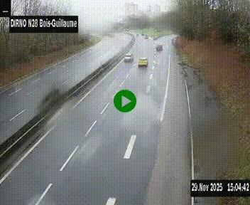Webcam routière à hauteur de Bois-Guillaume en périphérie de Rouen. Vue orientée vers Rouen