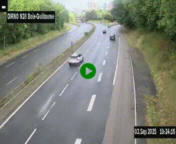 Webcam routière à hauteur de Bois-Guillaume en périphérie de Rouen. Vue orientée vers Rouen