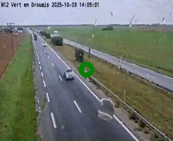 Webcam à hauteur de Vert-en-Drouais sur la N12, en périphérie de Dreux. Vue orientée vers Alençon