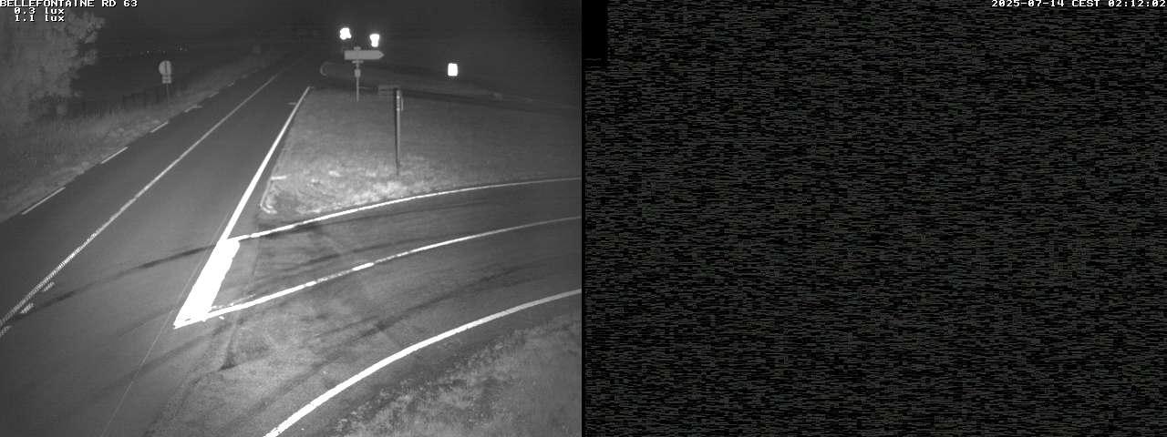 Webcam à Bellefontaine dans les Vosges à 552 mètres d'altitude sur la D63, à la jonction avec la D20A