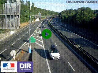 Caméra autoroute sur A6 - Valvert, près de Lyon, en direction de Paris, à hauteur de la sortie 36 Porte du Valvert