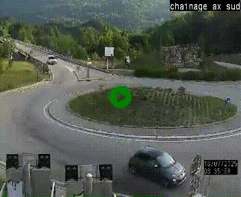 Webcam au nord d'Ax-les-Thermes au niveau de l'aire de chaînage de la N20. Vue orientée vers les Pyrénées, en direction de Pas de la Case
