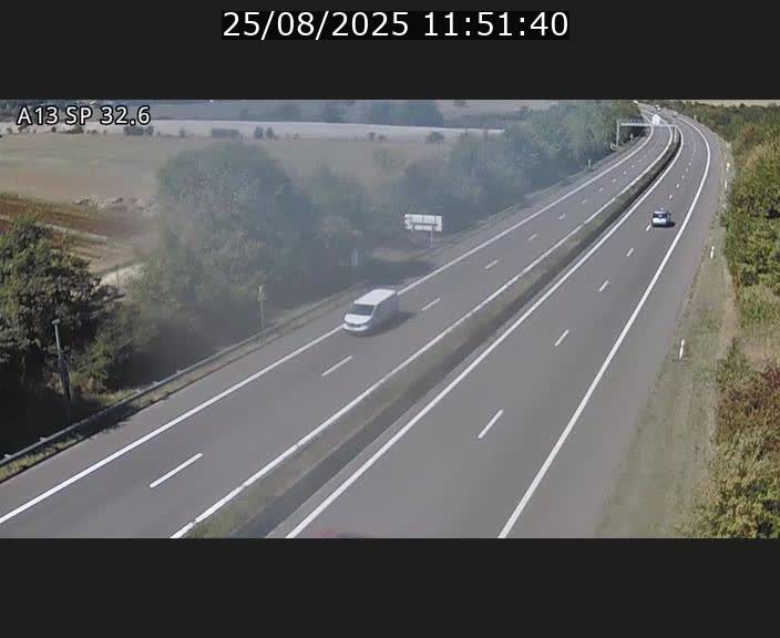 Webcam info trafic A13 à hauteur de Mondorf-les-bains. Vue orientée vers Altwies
