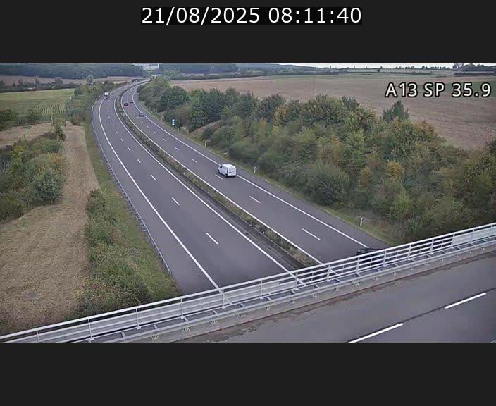 Webcam trafic sur A13 à l'entrée ouest du tunnel Markusbierg à Remerschen. Vue orientée vers Mondorf-les-Bains.