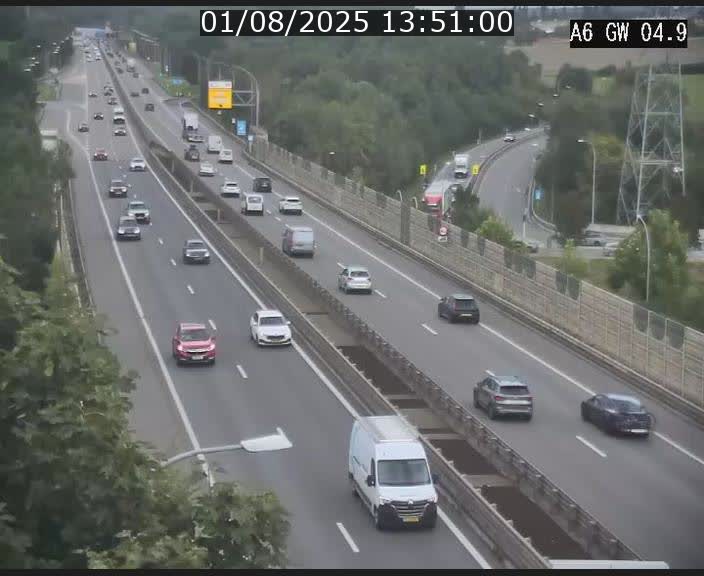 Traffic live webcam Luxembourg Croix de Cessange - A6 - BK 4.9 - direction Belgique