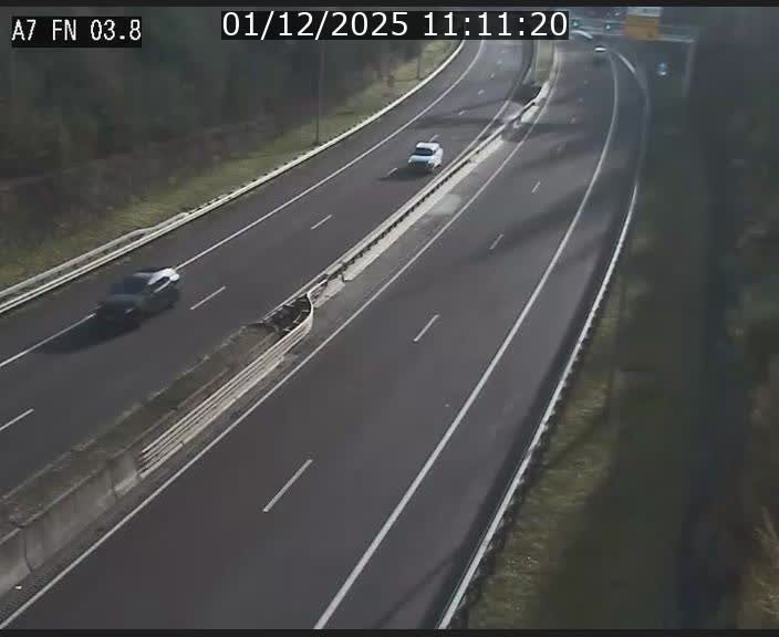 Caméra autoroute Luxembourg A7 - Passage à gibier Rëngelbour - direction Tunnel Stafelter