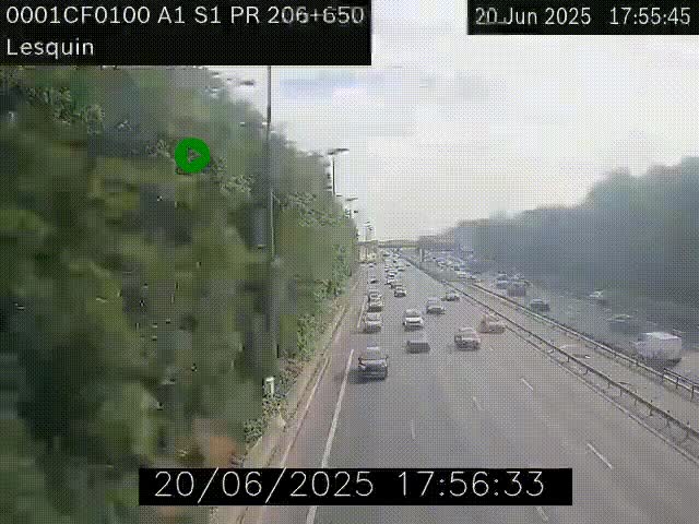Webcam autoroute A1 à hauteur de Lesquin. Vue orientée vers Lille