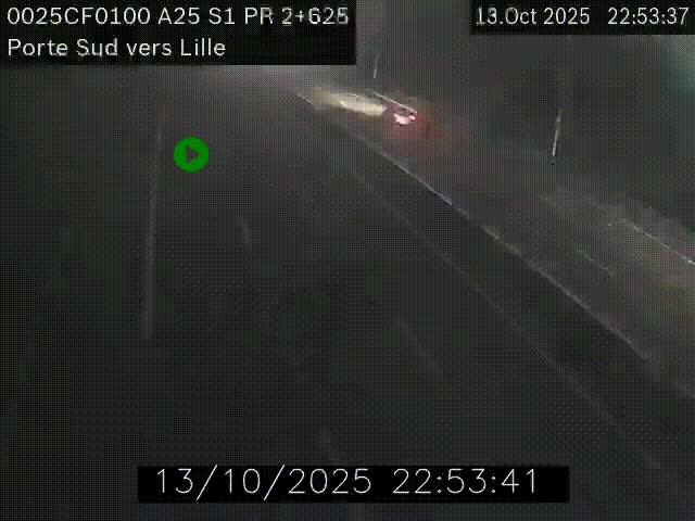 Webcam autoroute A25 sur le périphérique de Lille à hauteur de Lille-Sud et la sortie 3 Faches-Thumesnil. Vue orientée vers Lille-Centre.
