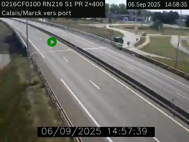 Webcam à Calais sur A216 (N216) en direction du port (harbour) de Calais.