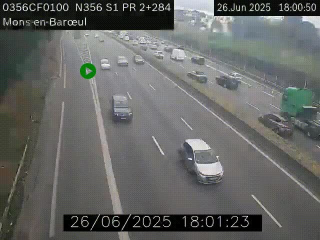 Webcam à l'entrée de Lille en direction du périphérique, à proximité de Mons-en-Baroeul sur la N356