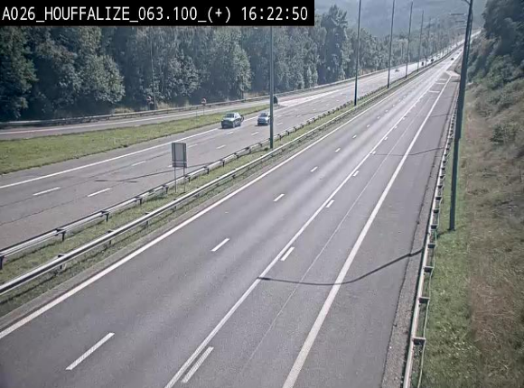 Webcam autoroute des Ardennes (E25/A26) à hauteur d'Houffalize. Vue orientée vers Baraque de Fraiture