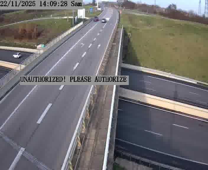 Caméra de trafic sur D1 (France) à Argancy, orientée vers Thionville, permettant d’évaluer fluidité, incidents et densité automobile.