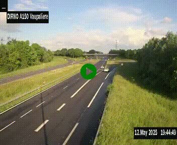 Webcam autoroute A150 à hauteur de La Vaupalière en périphérie de Rouen. Vue orientée vers Rouen