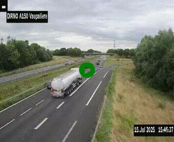 Webcam autoroute A150 à hauteur de La Vaupalière en périphérie de Rouen. Vue orientée vers Rouen