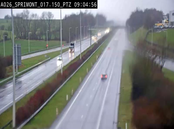 Webcam A26 (E25) à Sprimont, sur l'autoroute entre Liège et Arlon. Vue orientée vers le Luxembourg