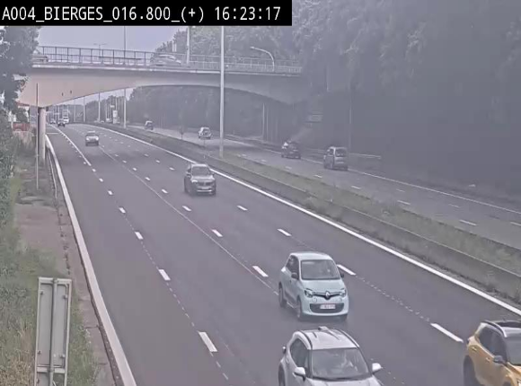 Webcam à Wavre, à hauteur de la sortie 5 Bierges. Vue orientée vers Namur