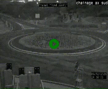 Webcam au nord d'Ax-les-Thermes au niveau de l'aire de chaînage de la N20. Vue orientée vers les Pyrénées, en direction de Pas de la Case