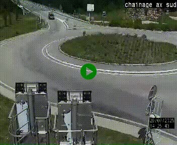 Webcam au nord d'Ax-les-Thermes au niveau de l'aire de chaînage de la N20. Vue orientée vers les Pyrénées, en direction de Pas de la Case