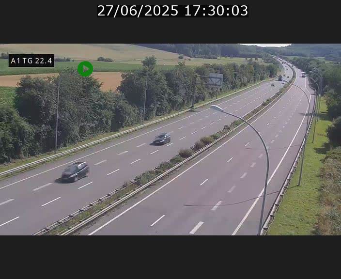 Traffic live webcam Luxembourg Flaxweiler - A1 direction Luxembourg - BK 22.4