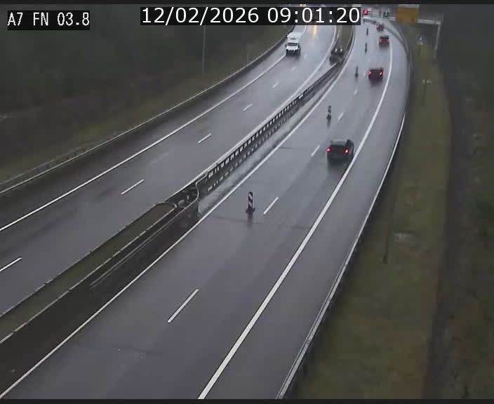 Caméra autoroute Luxembourg A7 - Passage à gibier Rëngelbour - direction Tunnel Stafelter