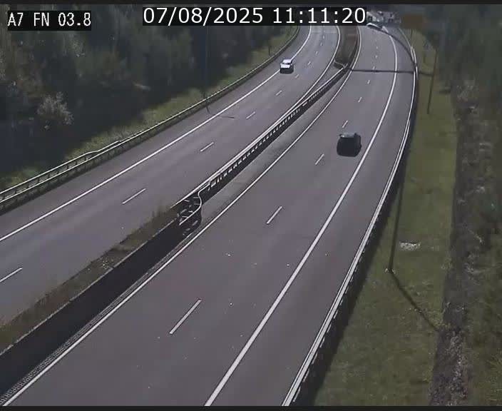Caméra autoroute Luxembourg A7 - Passage à gibier Rëngelbour - direction Tunnel Stafelter