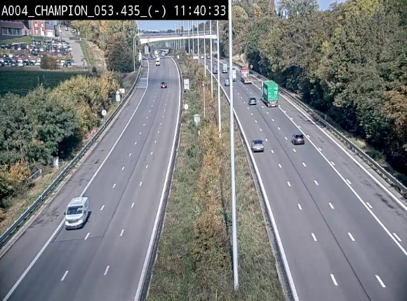 Webcam E411 à Champion, à proximité de Namur. Vue orientée vers Bruxelles