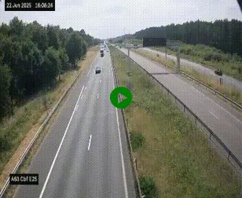 Webcam autoroute A63 en périphérie de Bordeaux au sud-est de la ville, en provenance du bassin d'Arcachon. Vue orientée vers Bordeaux