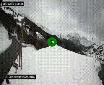 Webcam au col du Somport, côté français, sur la N134, dans les Pyrénées, en direction de l'Espagne, à 1632 mètres d'altitude