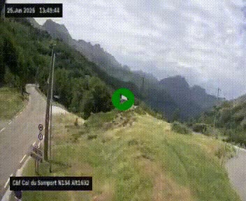 Webcam au col du Somport, côté français, sur la N134, dans les Pyrénées, en direction de l'Espagne, à 1632 mètres d'altitude