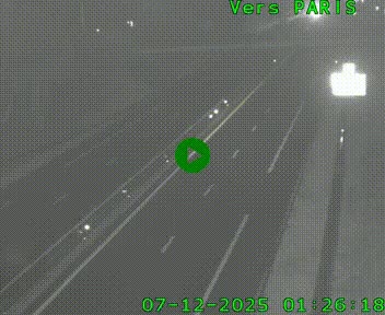 Caméra routière sur l'autoroute A20 au nord de Limoges, à la jonction avec la N520. Vue orientée vers Paris