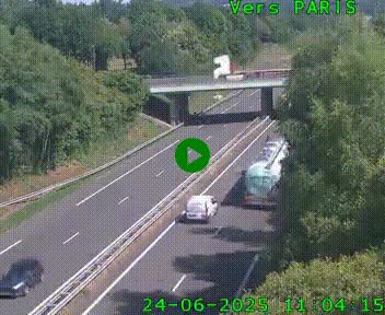 Caméra routière sur l'autoroute A20 au nord de Limoges, à la jonction avec la N520. Vue orientée vers Paris