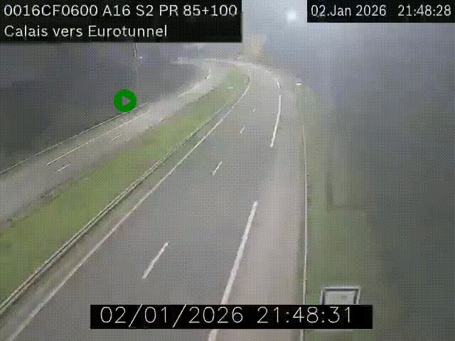 Webcam A16 à Calais en direction du Tunnel sous la Manche (Eurotunnel)