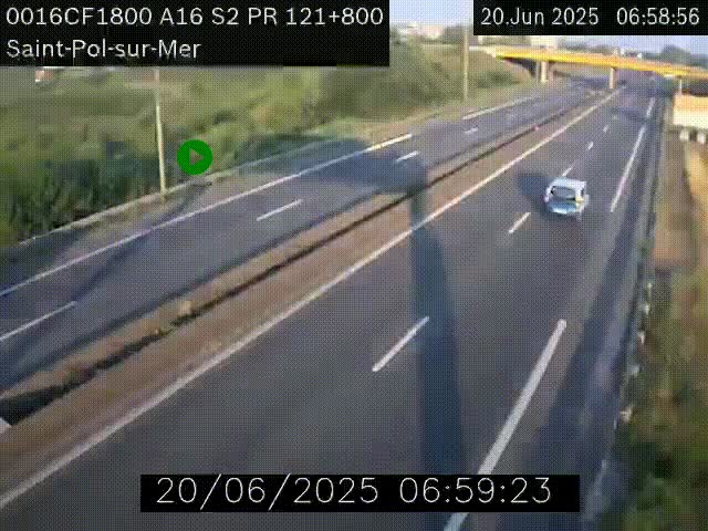 Webcam autoroute A16 à proximité de Dunkerque, à hauteur de la sortie Saint-Pol-sur-Mer. Vue orientée vers Calais