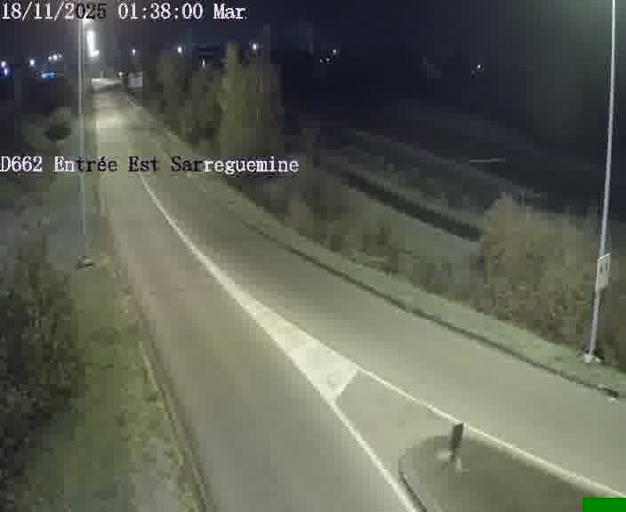 Point de vue trafic déployé sur D662 (France) à Sarreguemines, regardant vers Sarreguemines, aidant conducteurs et services à anticiper les flux.